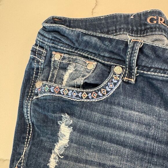 Grace In LA Women's Blue Patchwork Jeans - Picture 6 of 15